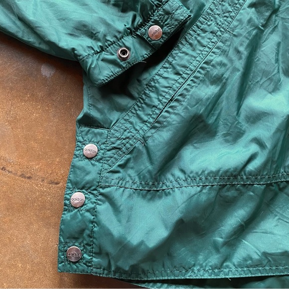 VTG 90s Adidas Green Hooded Oversized Windbreaker Track Jacket - Picture 3 of 13